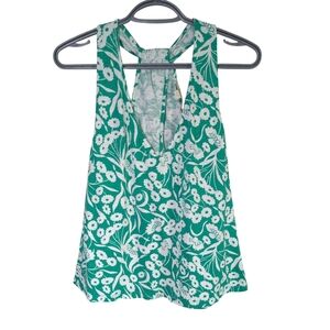 Boden Green and White Women's Floral Sleeveless Top Twist Back Size US 6 Modal